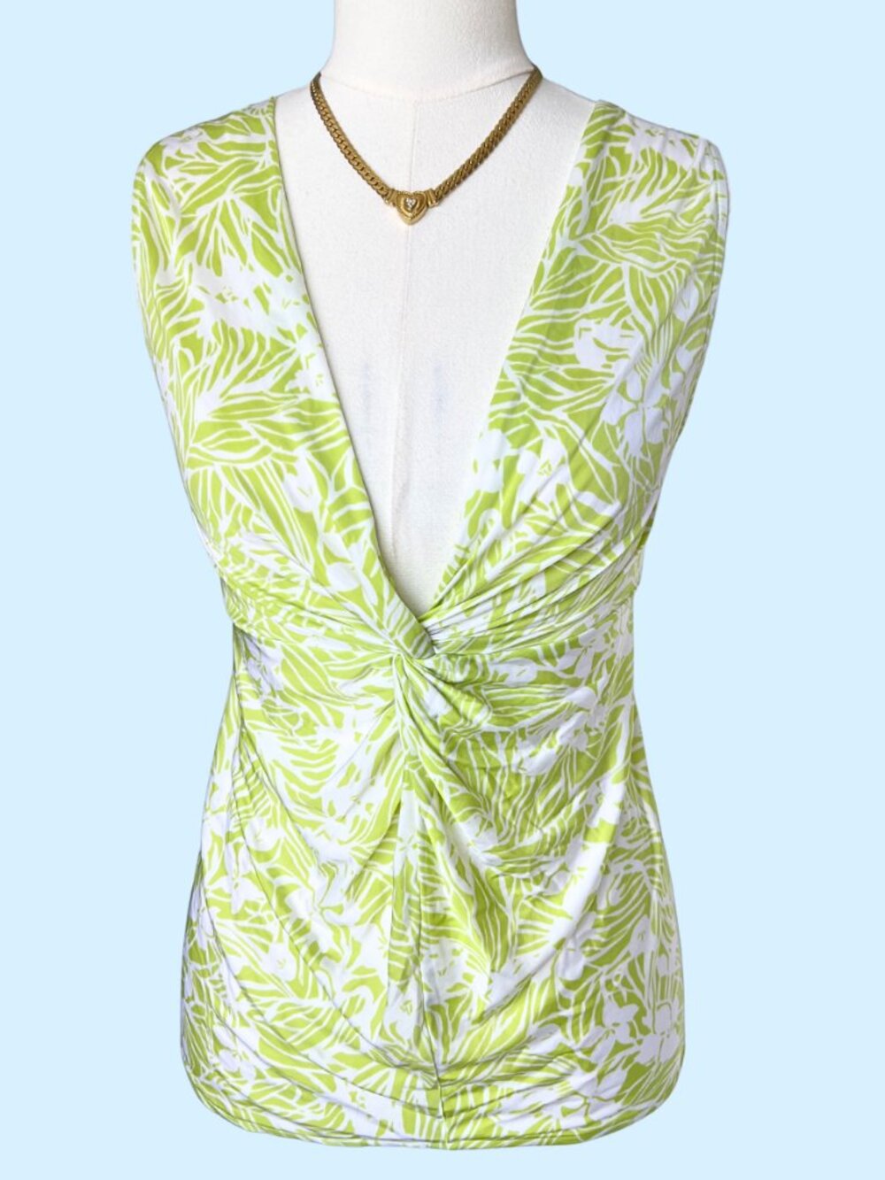 Victoria's Secret Lime Green & White Twist-Front Tank